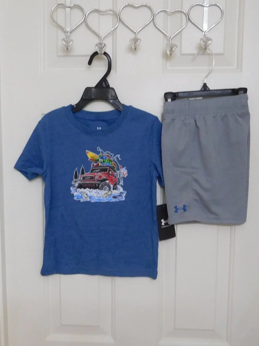 NWT 2pc Under Armour Blue River Run Shirt & Gray Shorts Set sz 3t
